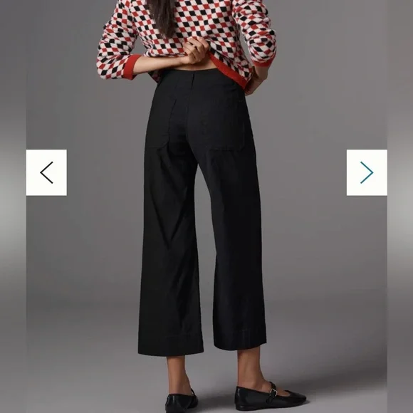 Maeve The Collette High Rise Cropped Wide Leg Pant Black 26 Anthropologie - Picture 4 of 16